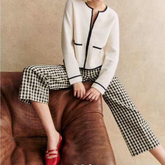 Women's White Jacket with Black Trim - Picture 2 of 3